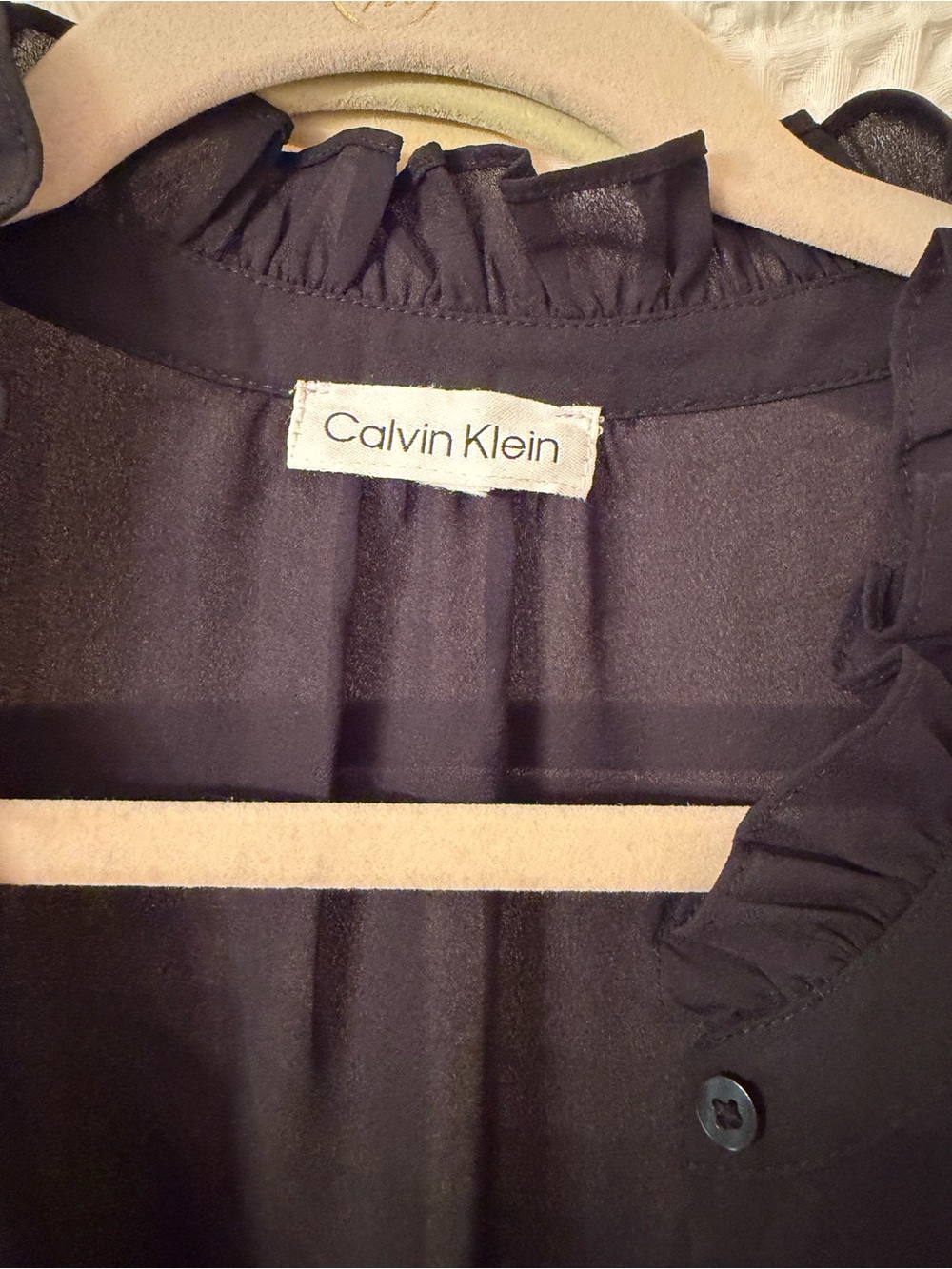 Calvin Klein Little Girls' Black Ruffle Collar Dress